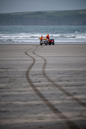 Lifeguards on Newport beach, Pembrokeshire