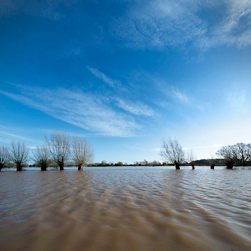 The River Avon in flood, Hampton Lucy, Warwickshire