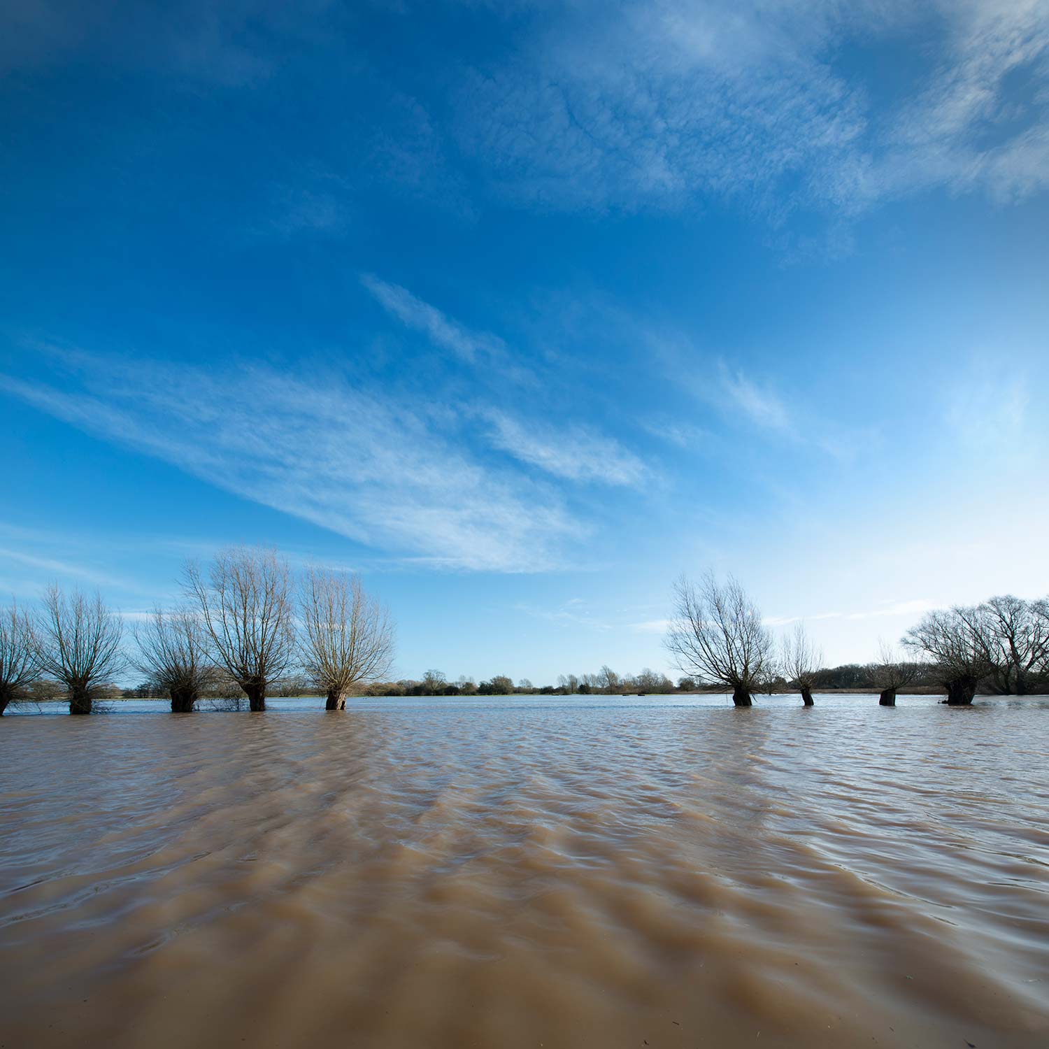 The River Avon in flood, Hampton Lucy, Warwickshire