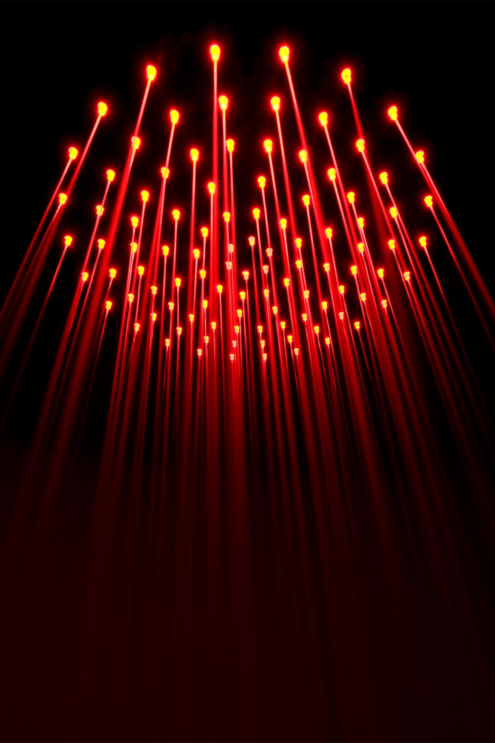 Red light coming out of a light-up shower head.