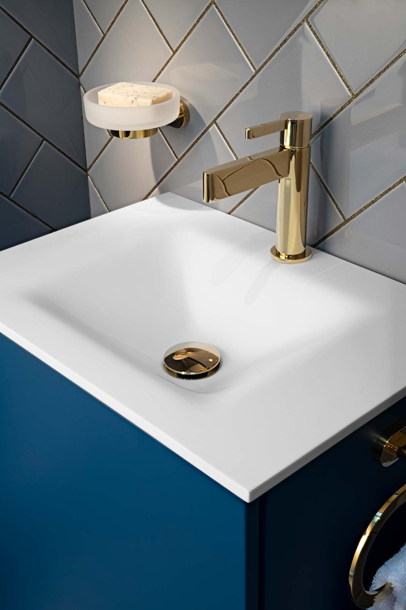 Location photography of bathroom brassware, mixer and accessories display