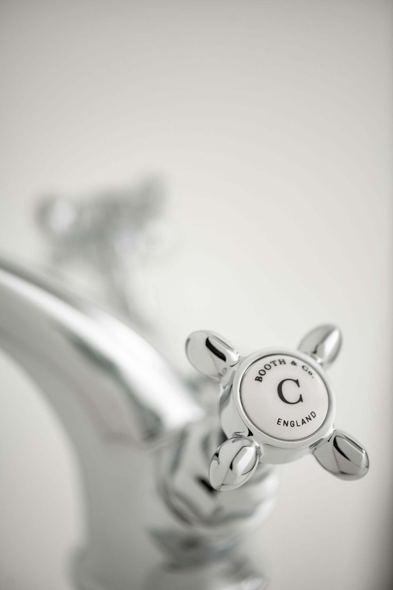 Traditional basin mixer cold handle close up