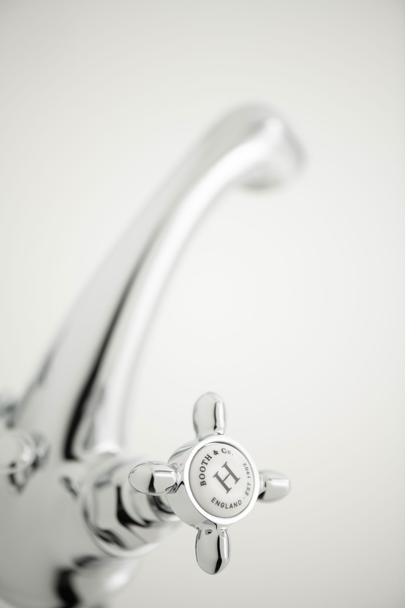 Traditional basin mixer hot handle and spout